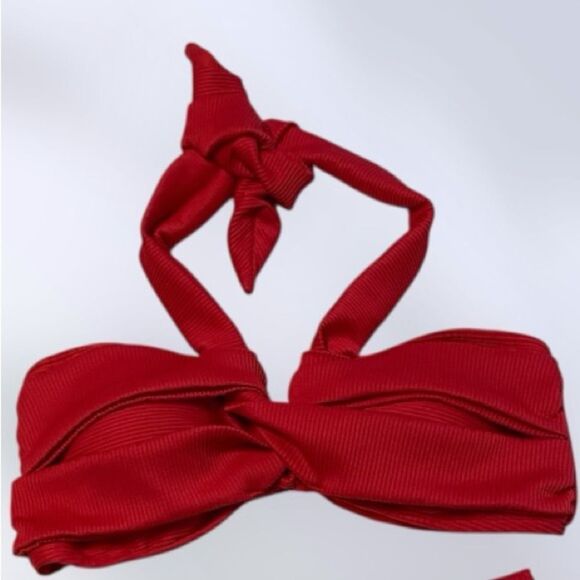 HEAT Bikini Set NEW Halter Top High Waist Bottoms Red Size M - Picture 5 of 11
